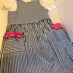 Vintage Black and White little girls Dress with Pink Accents